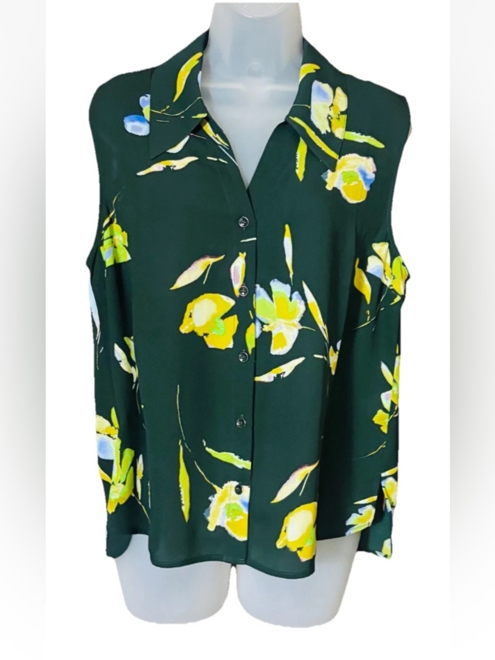 CAbi Women's Placid Button Sleeveless Top Multicolor Floral Size M #4740 Green - Picture 3 of 12